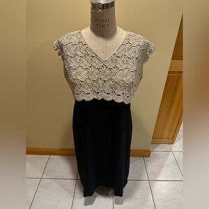 Hand made gold and black lace midi dress
